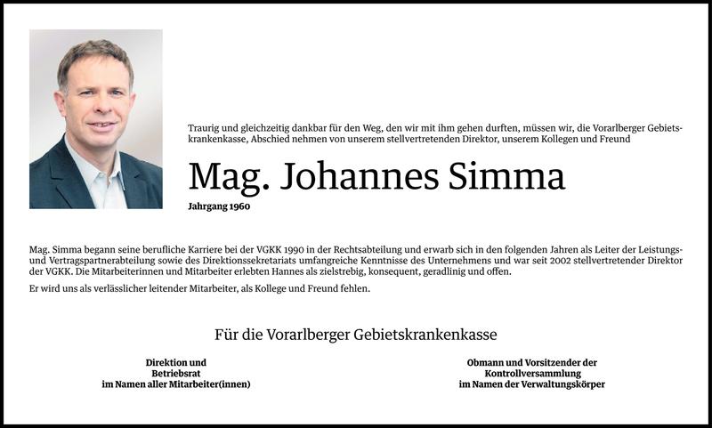  Todesanzeige für Johannes Michael Simma vom 29.09.2015 aus Vorarlberger Nachrichten