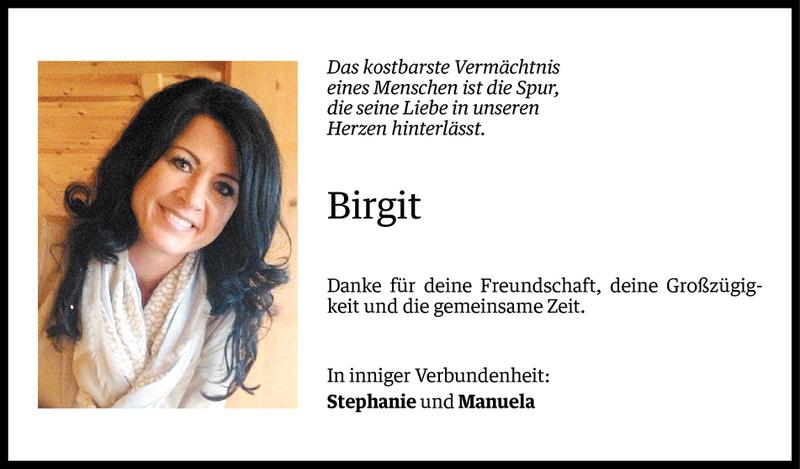  Todesanzeige für Birgit Mallitsch vom 03.10.2015 aus Vorarlberger Nachrichten