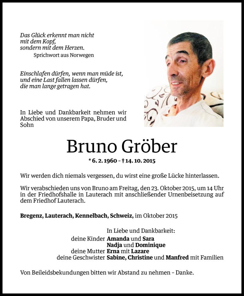  Todesanzeige für Bruno Gröber vom 20.10.2015 aus Vorarlberger Nachrichten