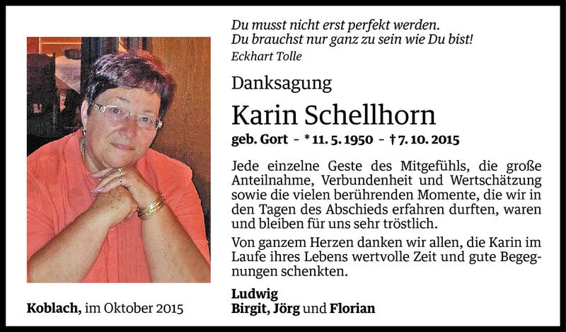  Todesanzeige für Karin Schellhorn vom 24.10.2015 aus Vorarlberger Nachrichten