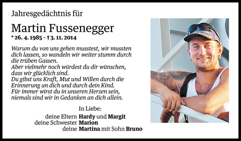  Todesanzeige für Martin Fussenegger vom 02.11.2015 aus Vorarlberger Nachrichten