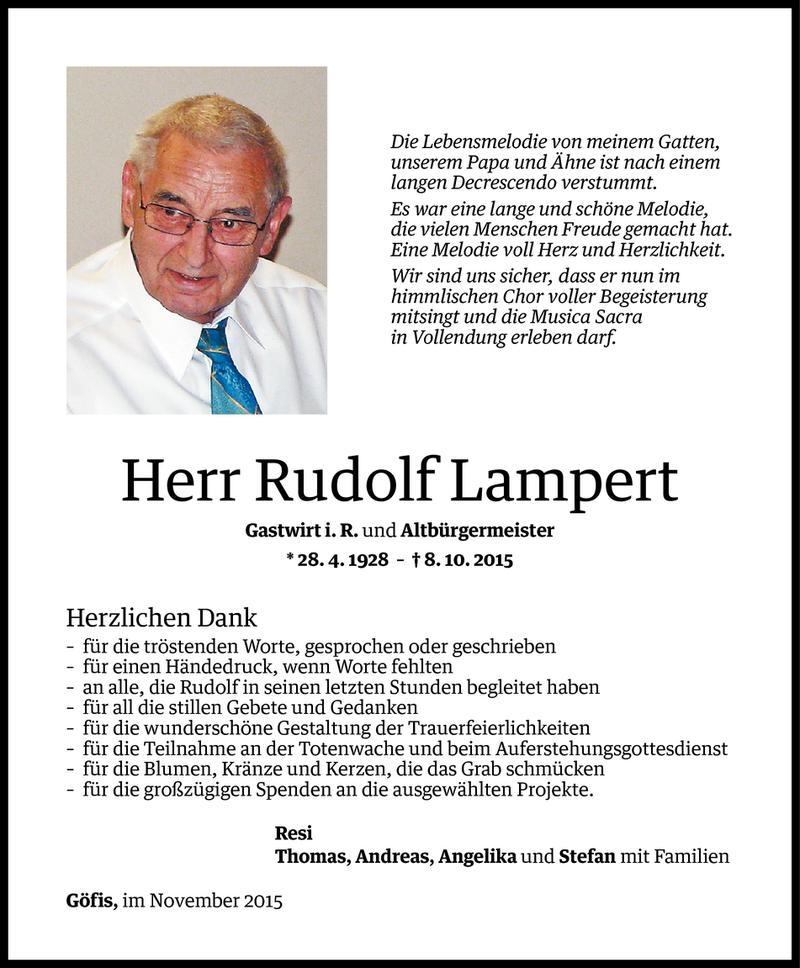  Todesanzeige für Rudolf Lampert vom 07.11.2015 aus Vorarlberger Nachrichten