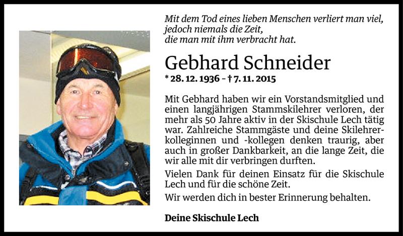  Todesanzeige für Gebhard Schneider vom 09.11.2015 aus Vorarlberger Nachrichten