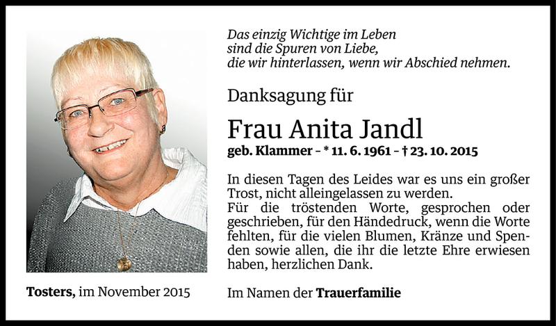  Todesanzeige für Anita Jandl vom 10.11.2015 aus Vorarlberger Nachrichten