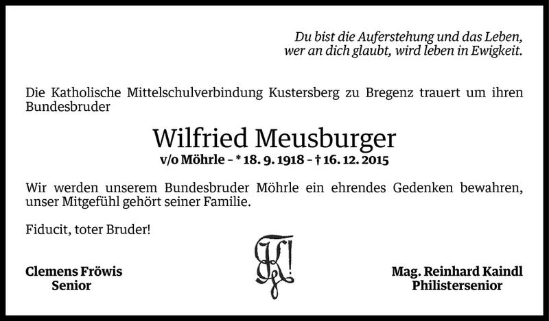  Todesanzeige für Wilfried Meusburger vom 18.12.2015 aus Vorarlberger Nachrichten