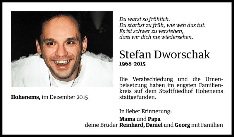  Todesanzeige für Stefan Dworschak vom 28.12.2015 aus Vorarlberger Nachrichten