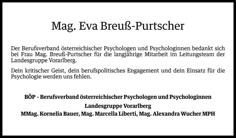  Todesanzeige für Eva Breuß-Purtscher vom 27.12.2015 aus Vorarlberger Nachrichten