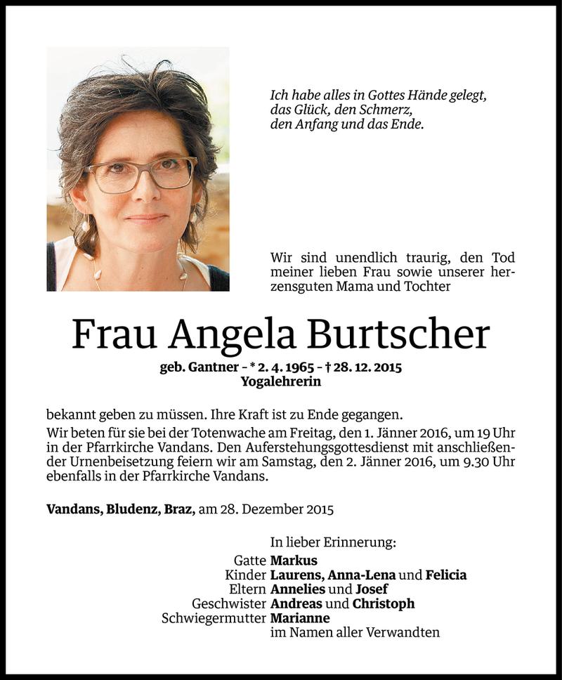  Todesanzeige für Angela Burtscher vom 30.12.2015 aus Vorarlberger Nachrichten