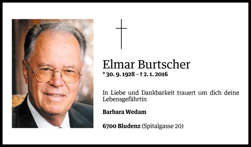  Todesanzeige für Elmar Burtscher vom 05.01.2016 aus Vorarlberger Nachrichten