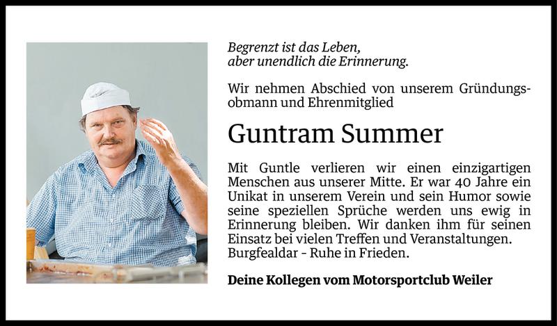  Todesanzeige für Guntram Summer vom 06.02.2016 aus Vorarlberger Nachrichten