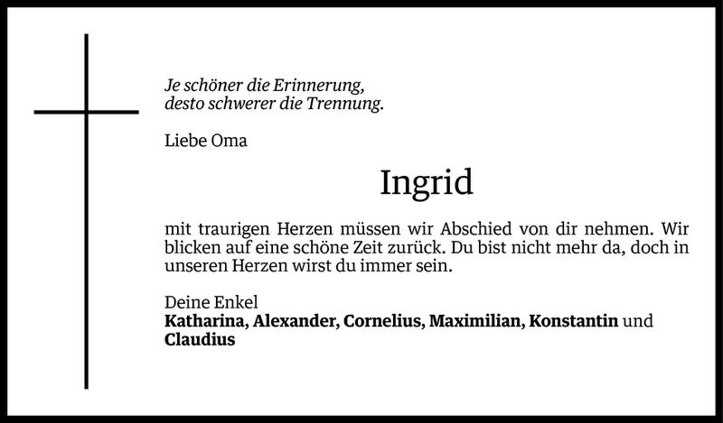  Todesanzeige für Ingrid Grätz vom 24.02.2016 aus Vorarlberger Nachrichten