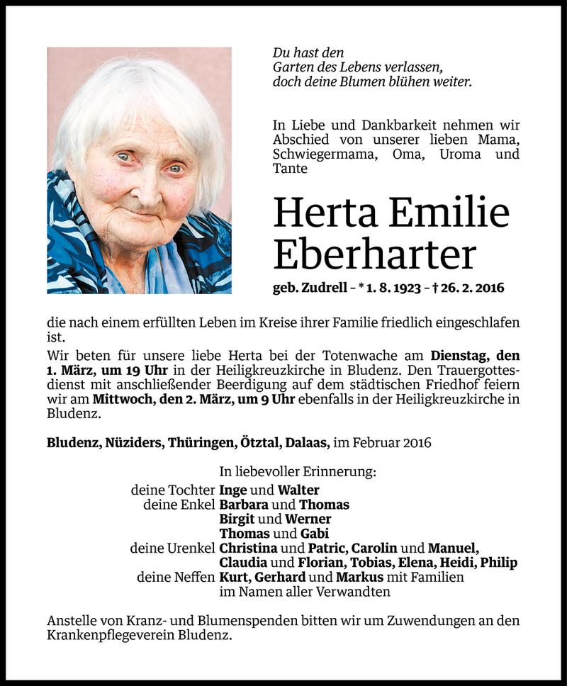  Todesanzeige für Herta Emilie Eberharter vom 27.02.2016 aus Vorarlberger Nachrichten