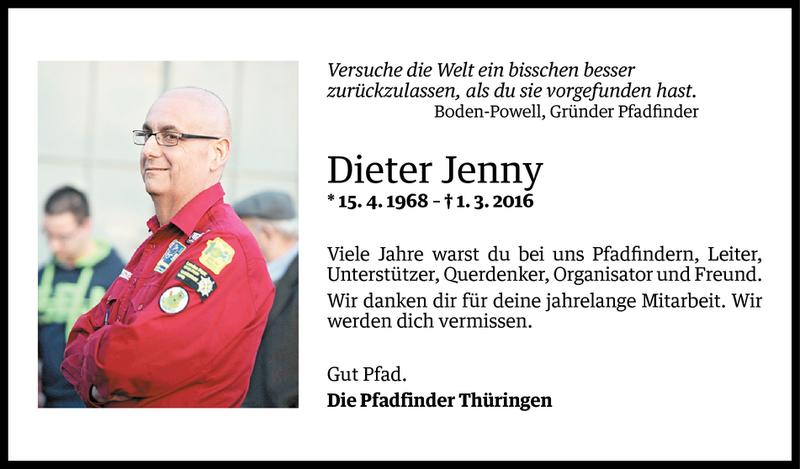  Todesanzeige für Dieter Jenny vom 03.03.2016 aus Vorarlberger Nachrichten