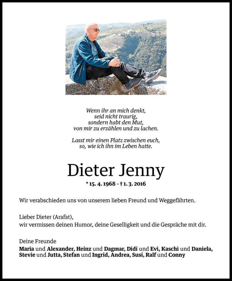  Todesanzeige für Dieter Jenny vom 03.03.2016 aus Vorarlberger Nachrichten