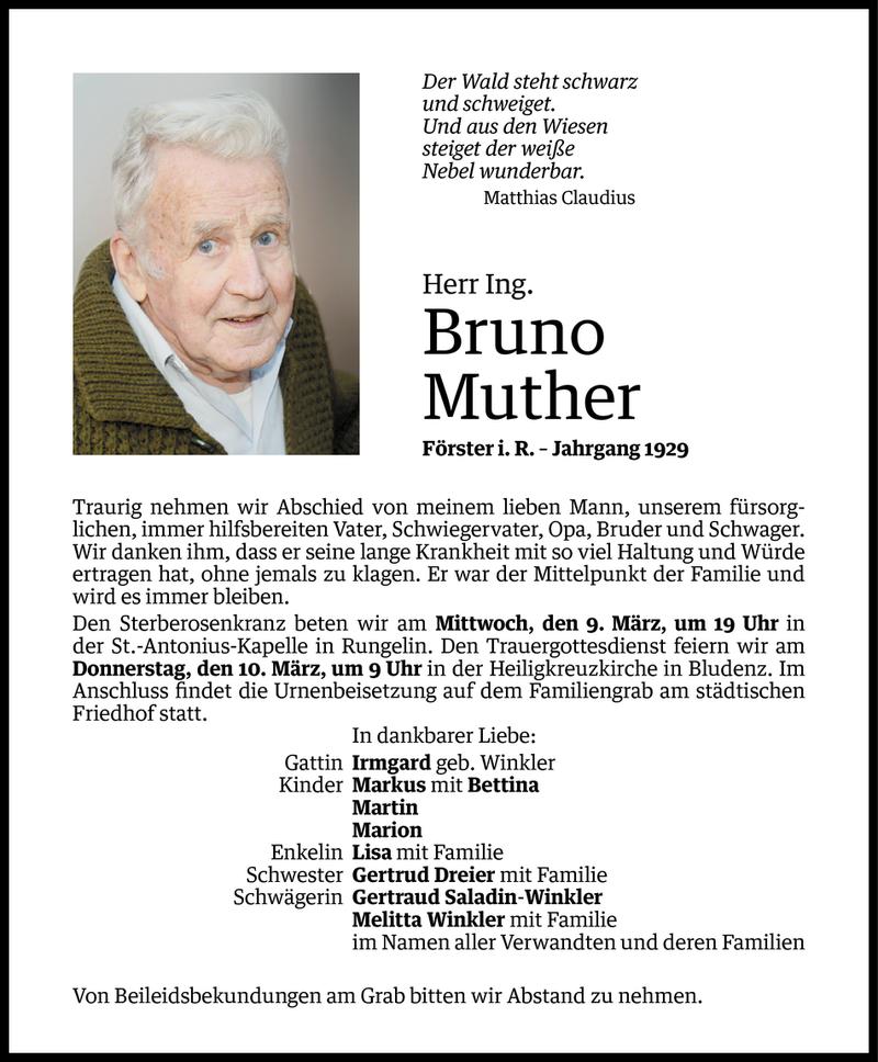  Todesanzeige für Bruno Muther vom 07.03.2016 aus Vorarlberger Nachrichten