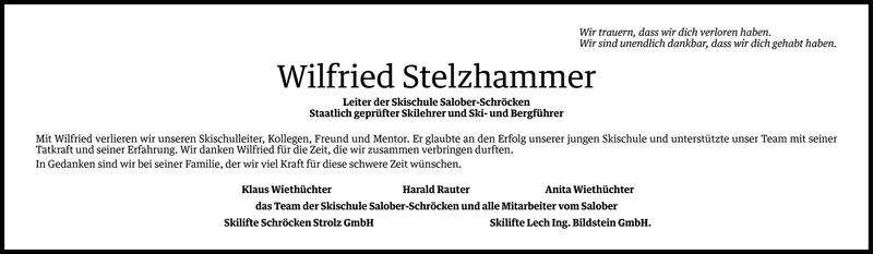  Todesanzeige für Wilfried Stelzhammer vom 06.03.2016 aus Vorarlberger Nachrichten