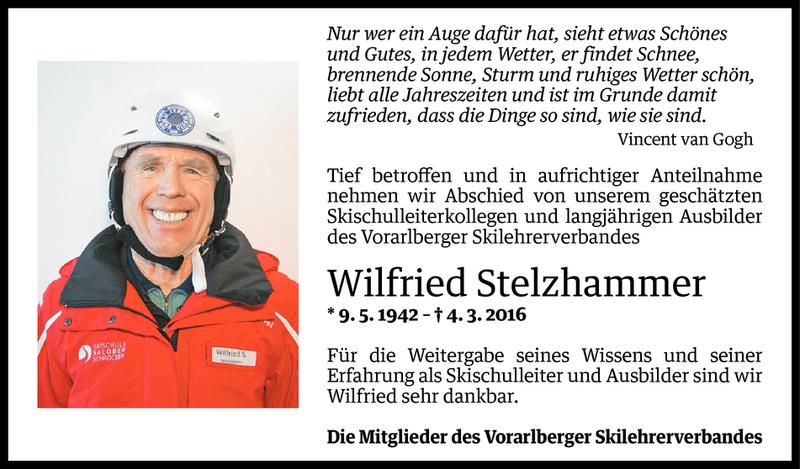  Todesanzeige für Wilfried Stelzhammer vom 07.03.2016 aus Vorarlberger Nachrichten