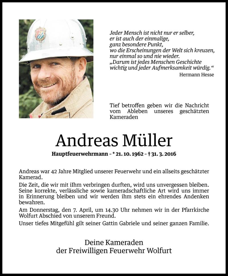  Todesanzeige für Andreas Martin Müller vom 03.04.2016 aus Vorarlberger Nachrichten