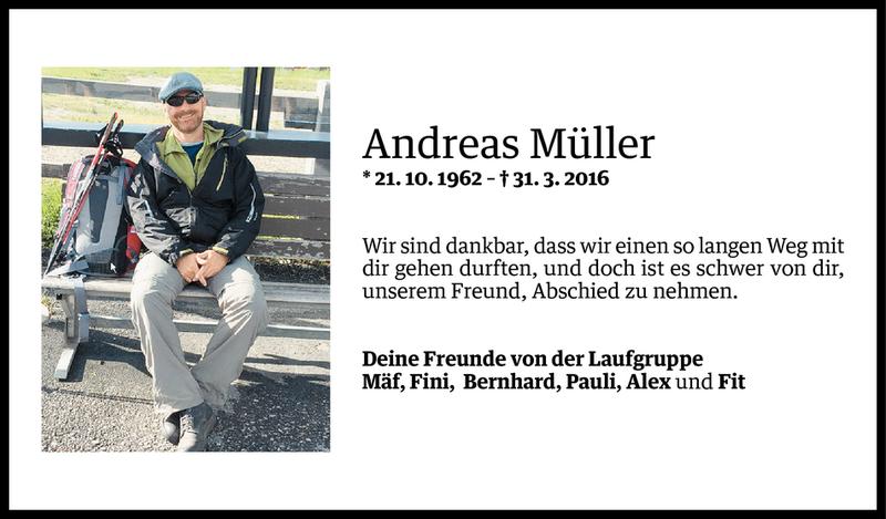  Todesanzeige für Andreas Martin Müller vom 03.04.2016 aus Vorarlberger Nachrichten