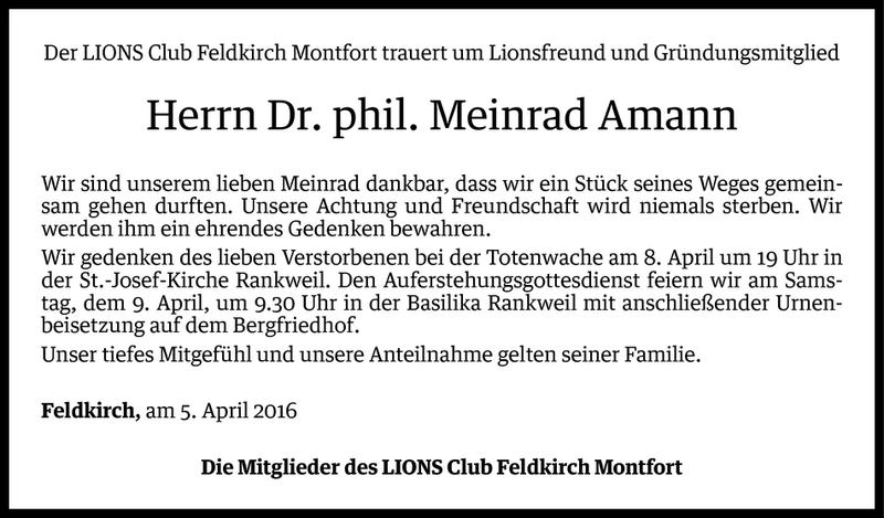  Todesanzeige für Meinrad Amann vom 06.04.2016 aus Vorarlberger Nachrichten