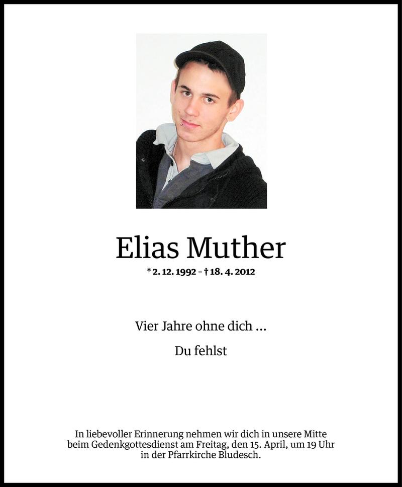  Todesanzeige für Elias Muther vom 13.04.2016 aus Vorarlberger Nachrichten