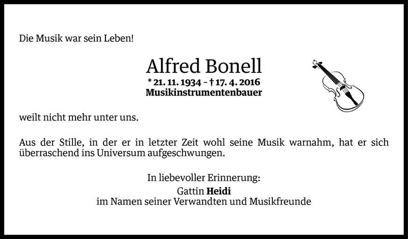  Todesanzeige für Alfred Bonell vom 22.04.2016 aus Vorarlberger Nachrichten