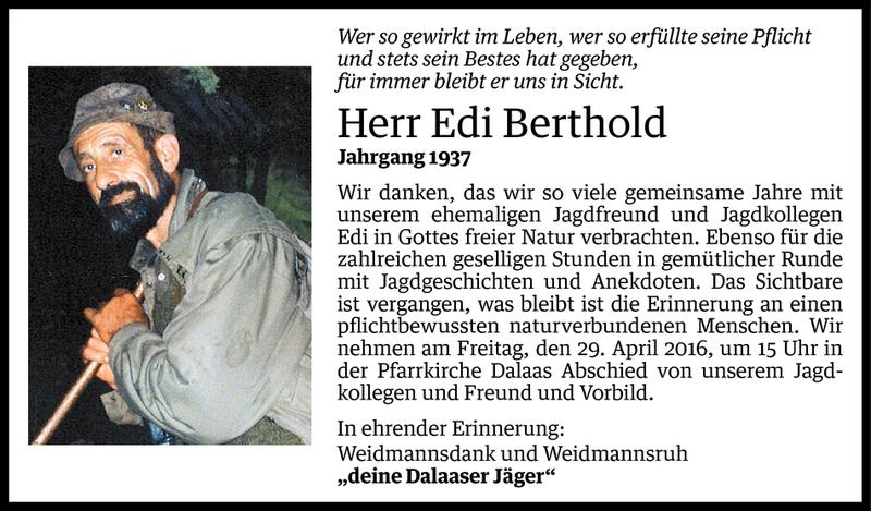  Todesanzeige für Eduard Berthold vom 24.04.2016 aus Vorarlberger Nachrichten