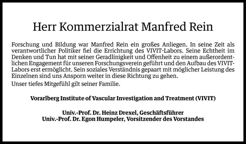  Todesanzeige für Manfred Rein vom 26.04.2016 aus Vorarlberger Nachrichten