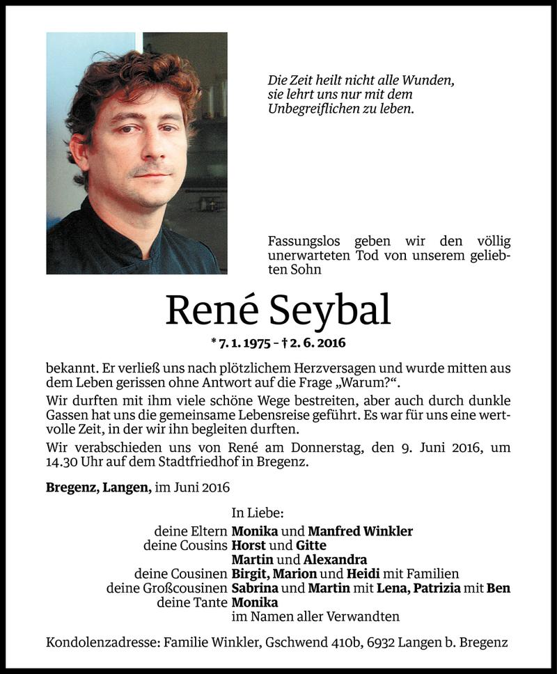  Todesanzeige für René Seybal vom 07.06.2016 aus Vorarlberger Nachrichten