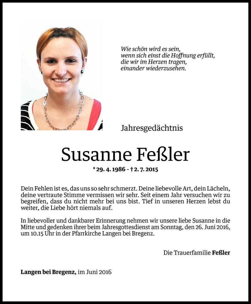  Todesanzeige für Susanne Feßler vom 23.06.2016 aus Vorarlberger Nachrichten