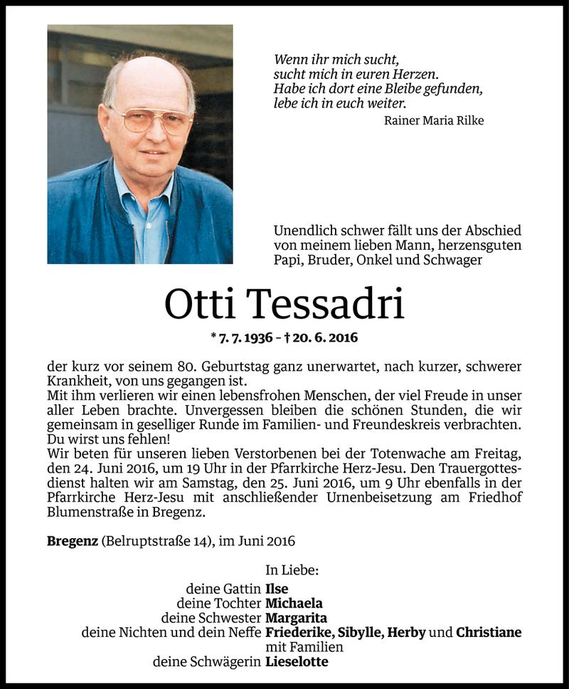  Todesanzeige für Otti Tessadri vom 22.06.2016 aus Vorarlberger Nachrichten