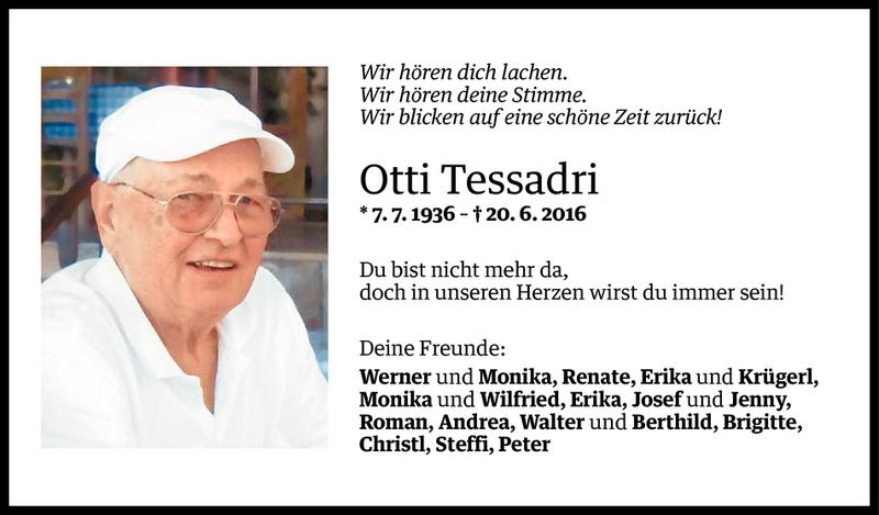  Todesanzeige für Otti Tessadri vom 22.06.2016 aus Vorarlberger Nachrichten