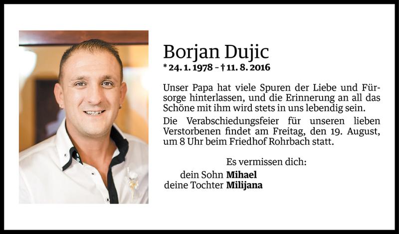  Todesanzeige für Borjan Dujic vom 17.08.2016 aus Vorarlberger Nachrichten