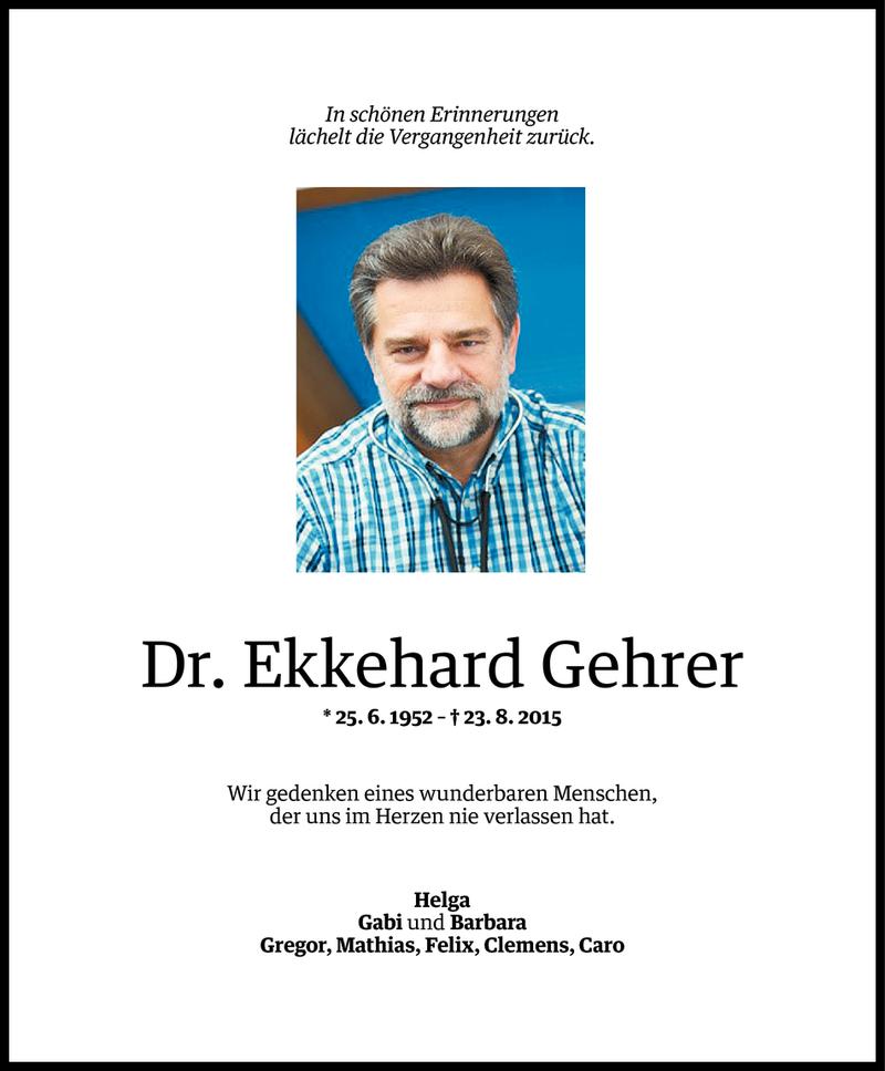  Todesanzeige für Ekkehard Gehrer vom 22.08.2016 aus Vorarlberger Nachrichten