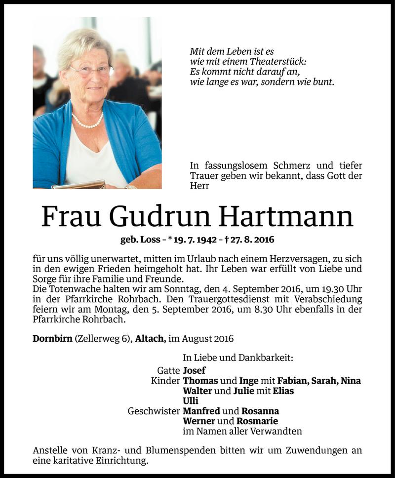  Todesanzeige für Gudrun Hartmann vom 01.09.2016 aus Vorarlberger Nachrichten