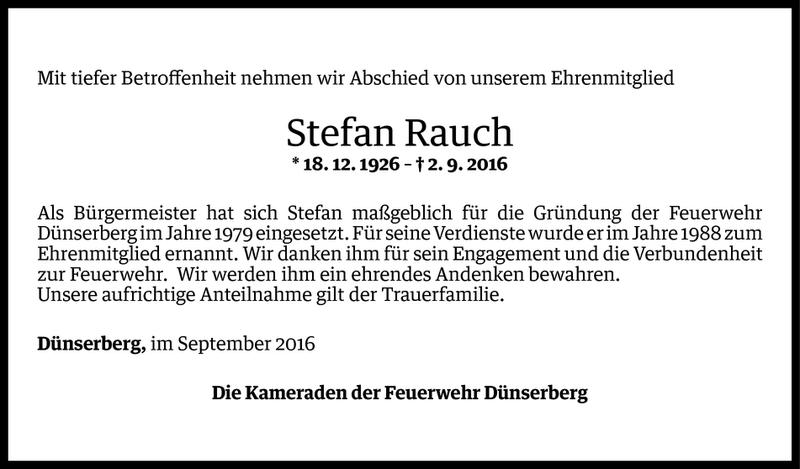  Todesanzeige für Stefan Rauch vom 08.09.2016 aus Vorarlberger Nachrichten