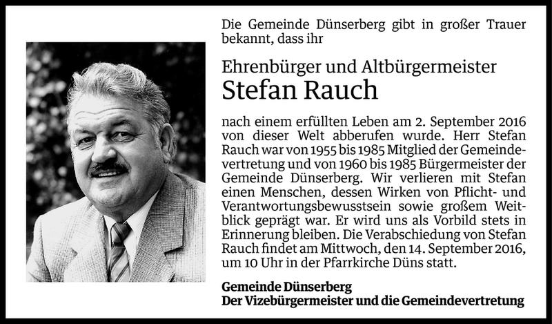  Todesanzeige für Stefan Rauch vom 08.09.2016 aus Vorarlberger Nachrichten