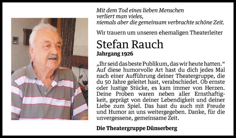  Todesanzeige für Stefan Rauch vom 08.09.2016 aus Vorarlberger Nachrichten