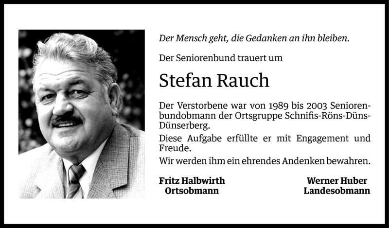  Todesanzeige für Stefan Rauch vom 12.09.2016 aus Vorarlberger Nachrichten