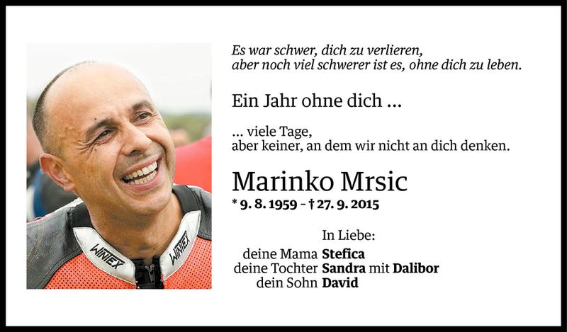  Todesanzeige für Marinko Mršic vom 26.09.2016 aus Vorarlberger Nachrichten