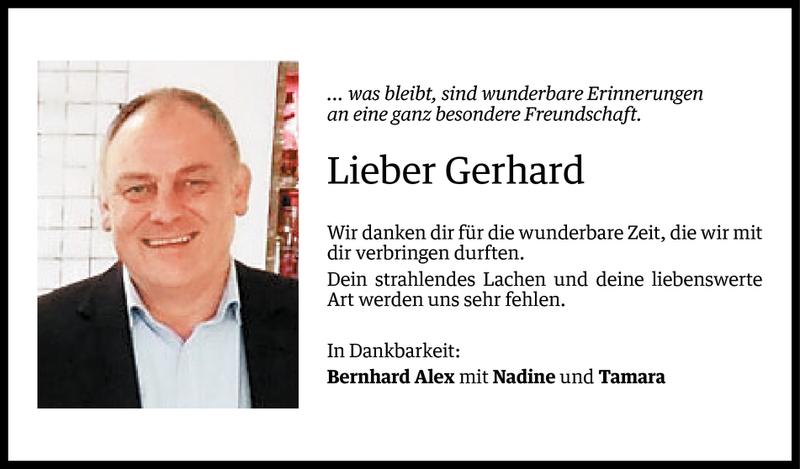  Todesanzeige für Gerhard Simma vom 28.09.2016 aus Vorarlberger Nachrichten