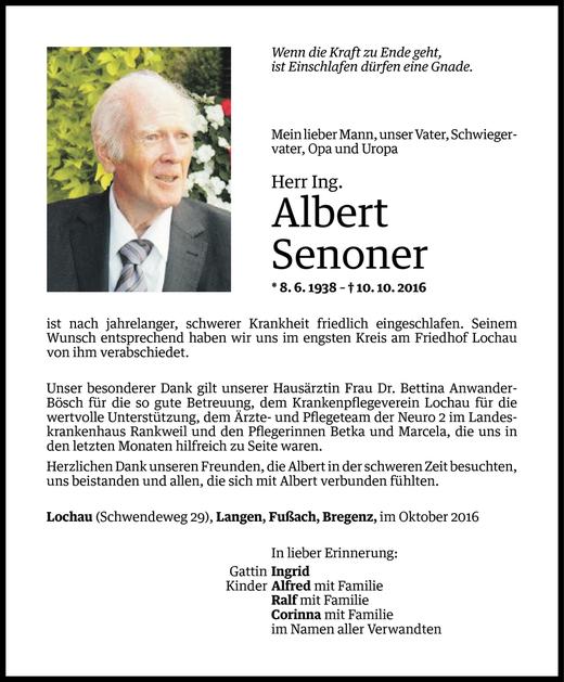 Todesanzeigen Von Albert Senoner 