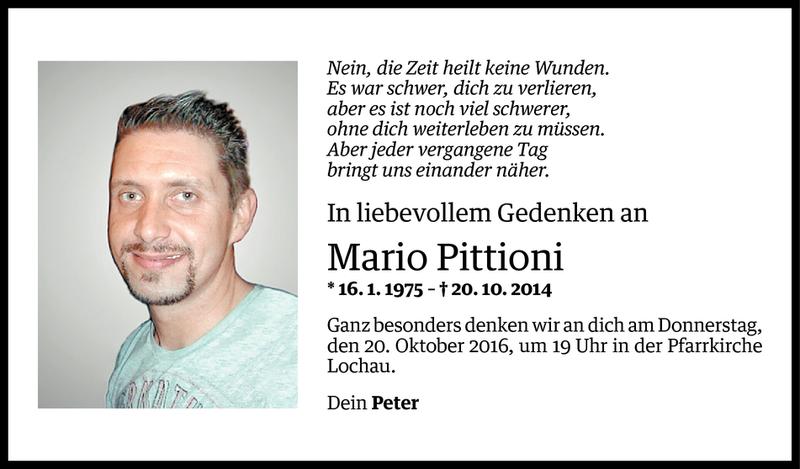  Todesanzeige für Mario Pittioni vom 14.10.2016 aus Vorarlberger Nachrichten