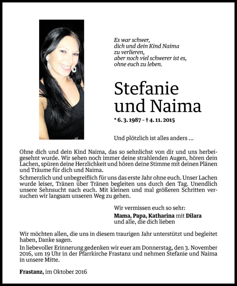  Todesanzeige für Stefanie Nesensohn vom 30.10.2016 aus Vorarlberger Nachrichten