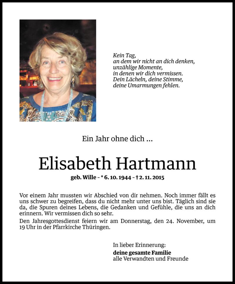 Todesanzeigen von Elisabeth Hartmann | Todesanzeigen Vorarlberger ...