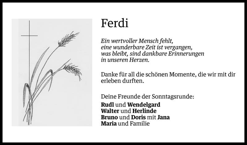  Todesanzeige für Ferdinand Ender-Schweiger vom 05.12.2016 aus Vorarlberger Nachrichten