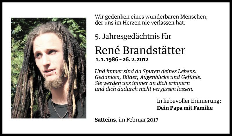  Todesanzeige für Rene Brandstätter vom 24.02.2017 aus Vorarlberger Nachrichten