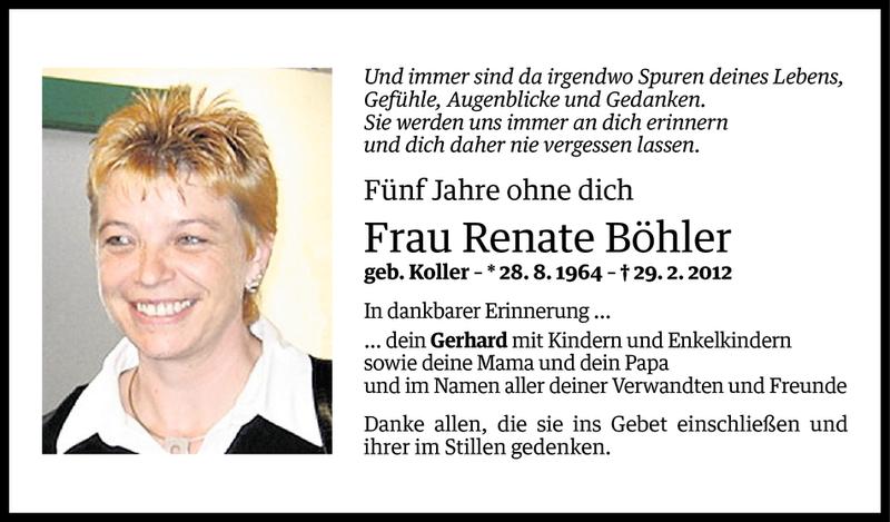  Todesanzeige für Renate Böhler vom 27.02.2017 aus Vorarlberger Nachrichten