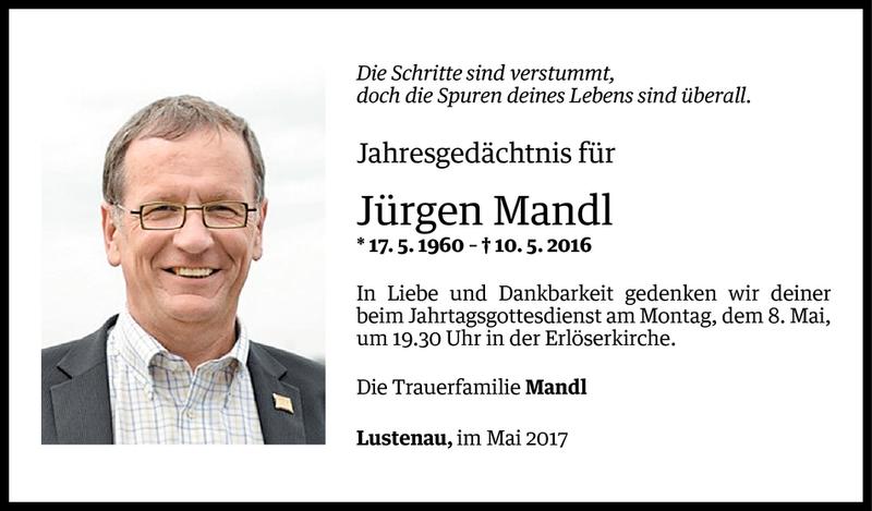  Todesanzeige für Jürgen Mandl vom 05.05.2017 aus Vorarlberger Nachrichten