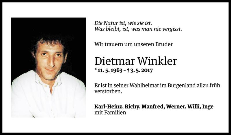  Todesanzeige für Dietmar Winkler vom 08.05.2017 aus Vorarlberger Nachrichten